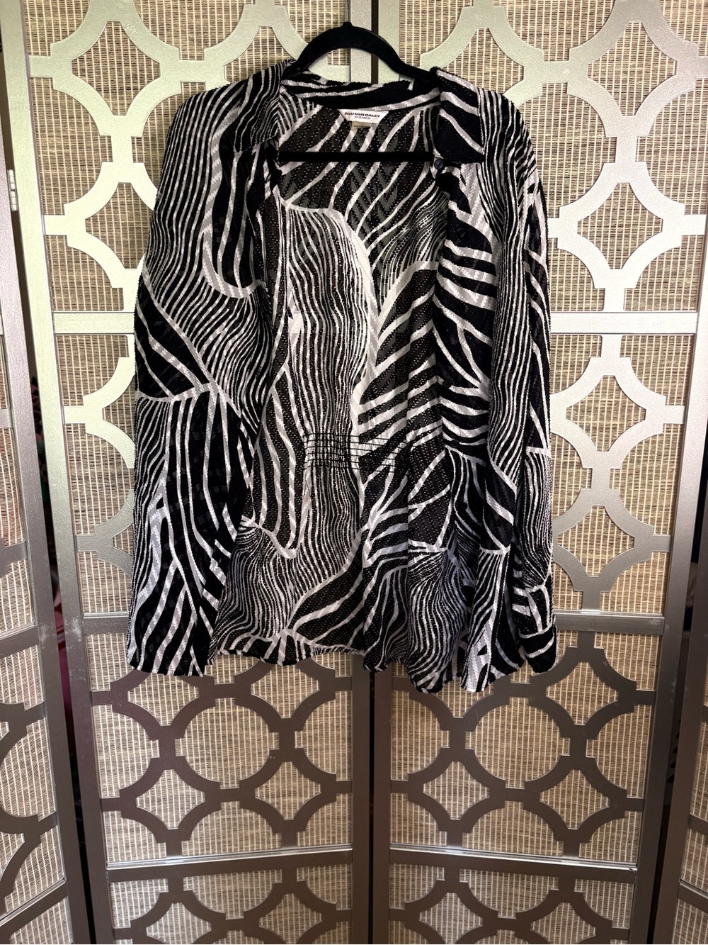Allison Daley Black and White A-Line Printed Cardigan